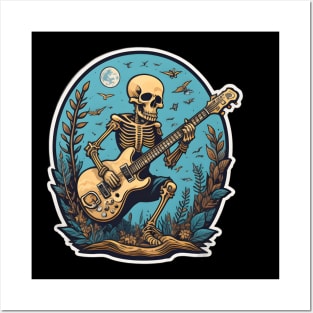 Guitar Player Skeleton Posters and Art